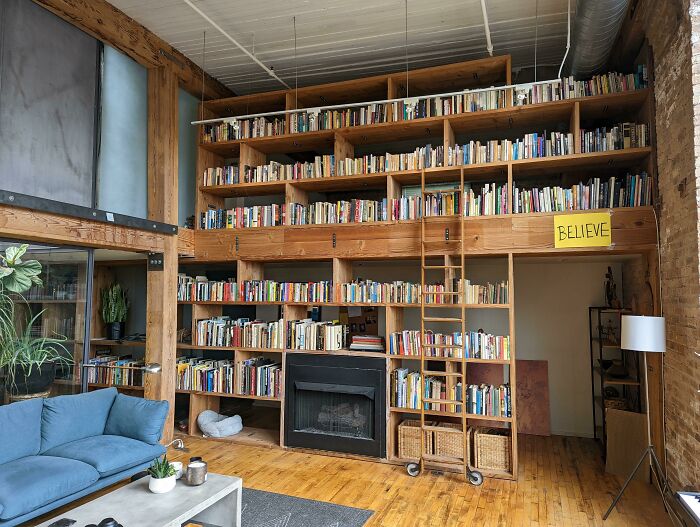 Finally Got My 16 Ft Tall Bookcase Organized In The New Pad