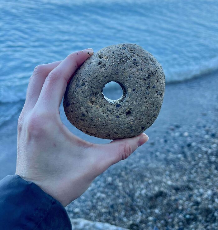 Bagel Rock. Thank You Lake Michigan For Gifting Me This Massive Hag Stone On My 28th Birthday! Perhaps It’s A Chunk Of Weathered Brick? Perhaps It’s Naturally Occurring? Either Way, What A Delightful Find