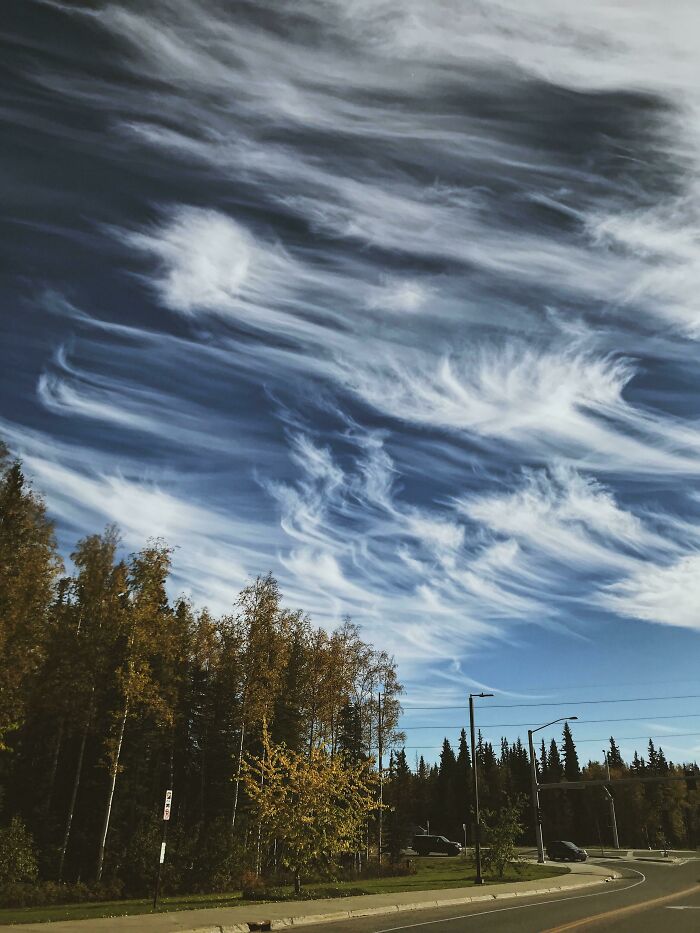 How These Clouds Are Shaped Over My Campus. Like A Bob Ross Painting