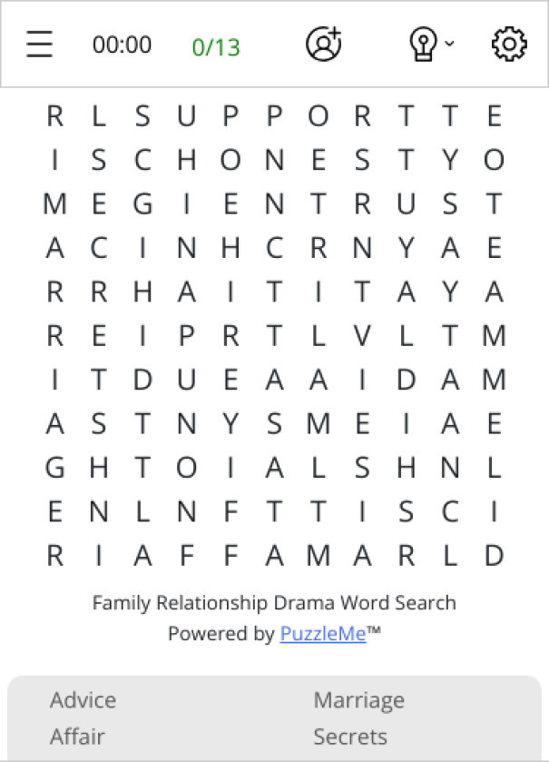 Family Relationship Drama Word Search