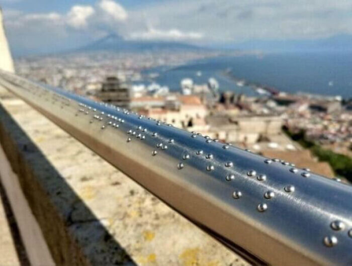 Railing With Braille On It To Describe The View