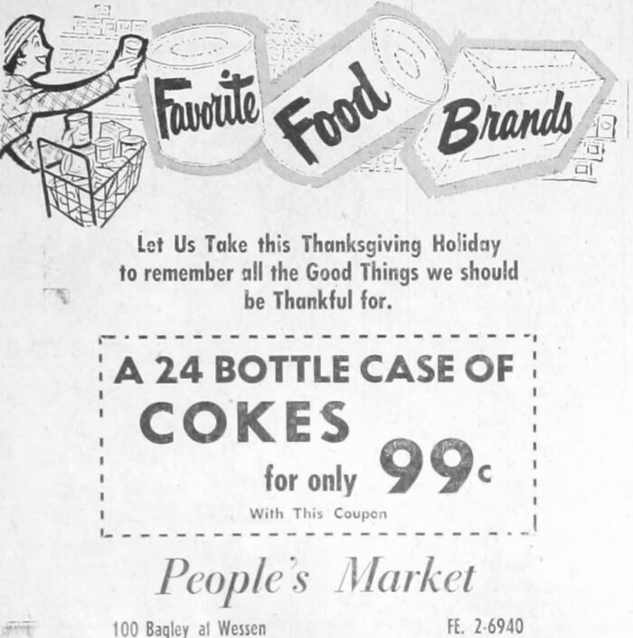 People's Market In Oakland California Advertising A 24 Case Of Coca-Cola Bottles On Sale For Less That A Dollar With Coupon! (1968)