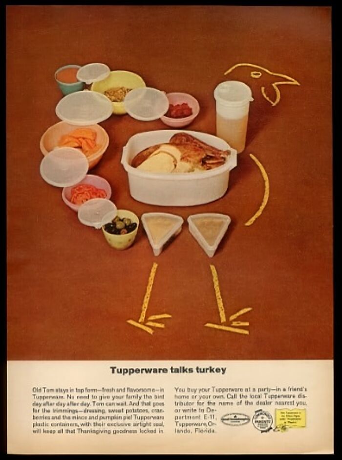 This 1962 Retro Ad Features A Thanksgiving Staple, Tupperware! What Are Your Favorite Thanksgiving Leftovers?