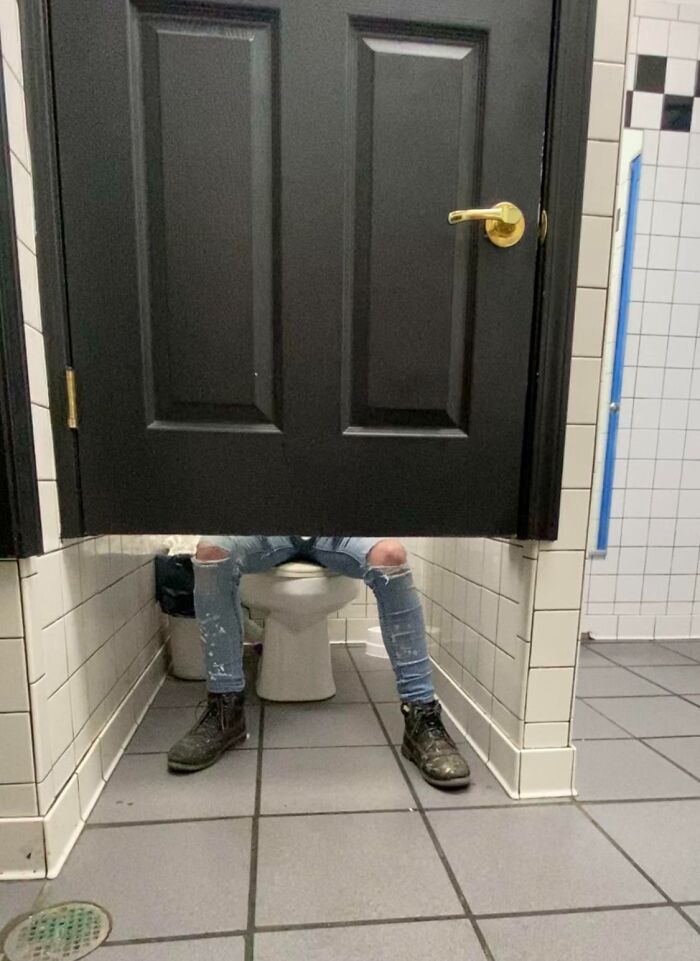 This Stall Door In A Gas Station Bathroom