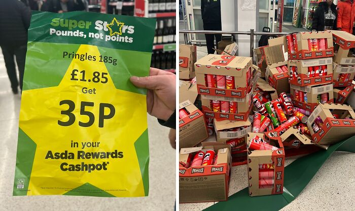 Screaming, I'm In Asda And People Misread The Sign Thinking The Pringles Were 35p. They Were Fighting & Clamoring Like Old School Black Friday. People Put Whole Crates On Their Trolley. Now Customer Services Is Overrun With Pringles Refunds 