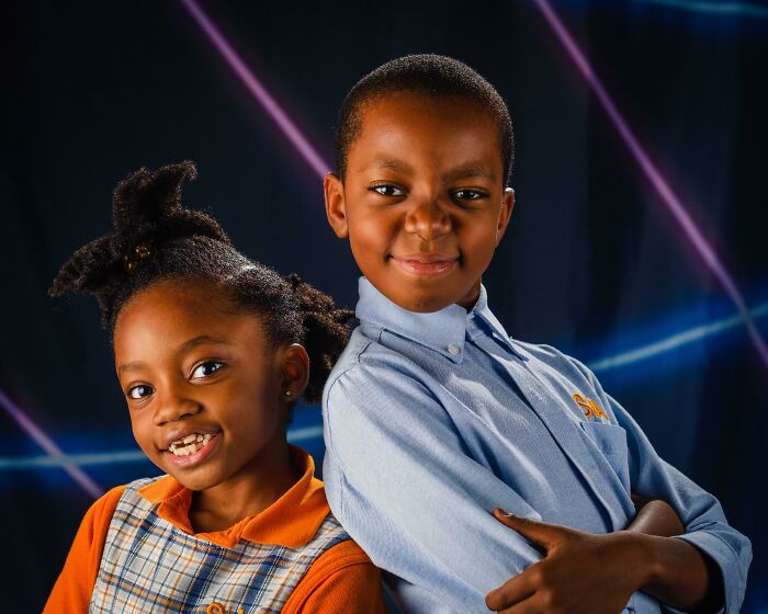 I Improvised A School Picture Day For The Neighbor's Kids Since They Won't Get One This Year