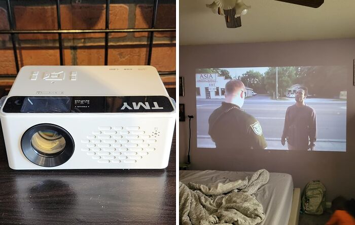 Create A Cozy Cinematic Experience In The Guest Room With A Mini Projector, A Clever Solution That Lets You Screen Their Favorite Shows And Movies Without Needing A New TV