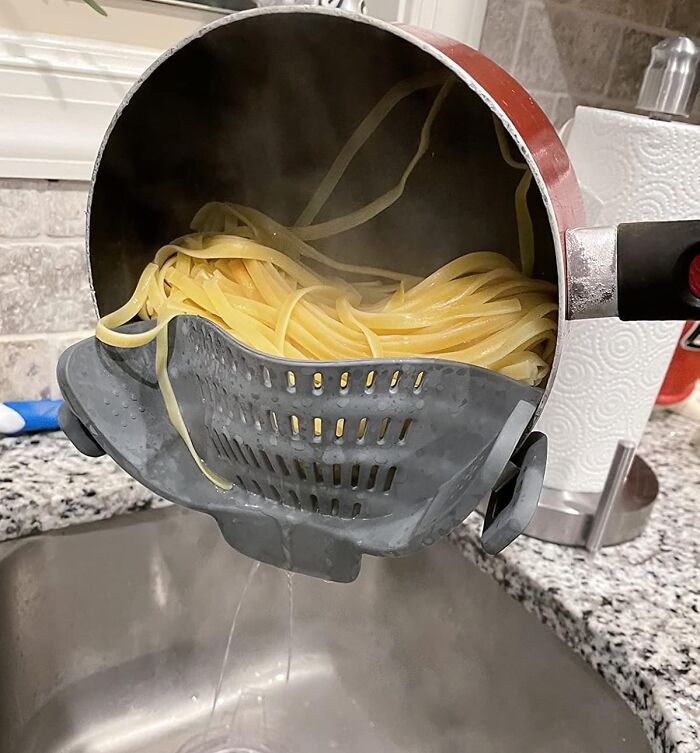 Drain The Hassle From Cooking With The Snap 'N Strain, A Simple Yet Genius Kitchen Tool That Makes Straining Pasta, Rice, And Veggies A Breeze, With Its Easy-On, Easy-Off Design That Snaps Onto Any Pot Or Bowl