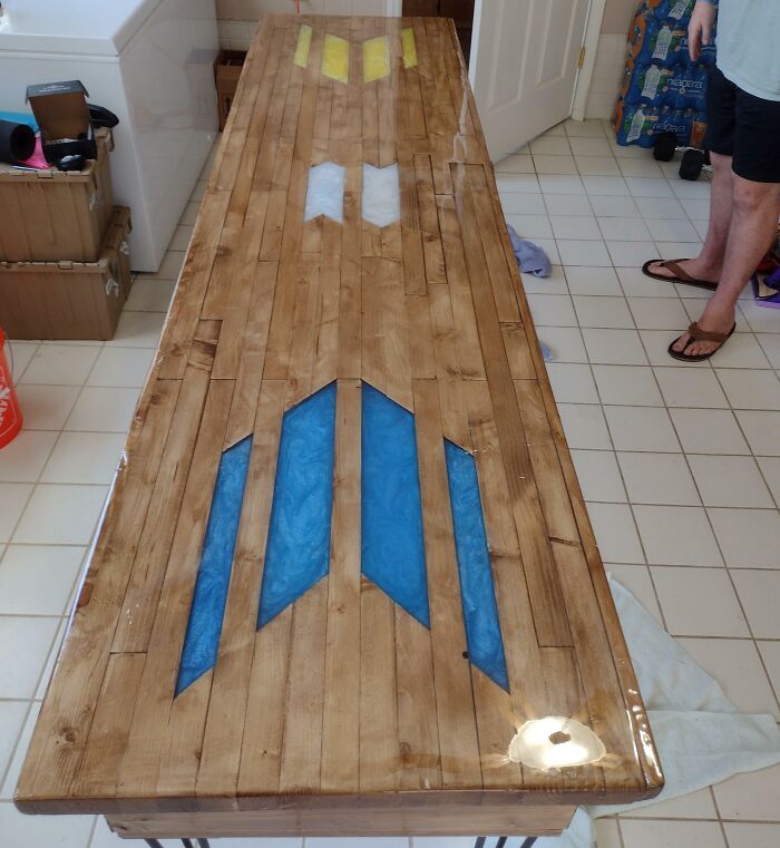 I Was A Little Apprehensive About Buying A House Next To A Fraternity In 2020. They've Been Great Neighbors Though, Very Conscientious And Actively Helpful, So I Built Them A Beer Pong Table As A Surprise Thank You Gift. (I'm An Amateur So It's Kind Of Rough)