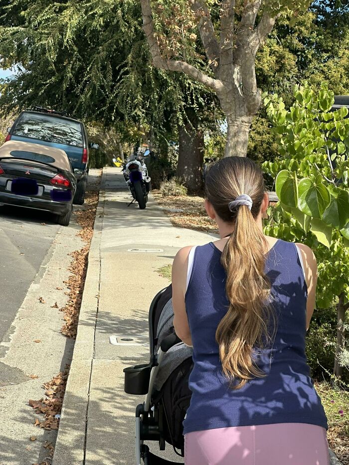 Motorcycle Always Parks On Sidewalk