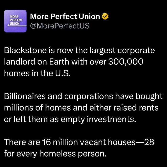 Blackstone is largest corporate landlord worldwide, owning over 300,000 U.S. homes; highlights a boring dystopia scenario.