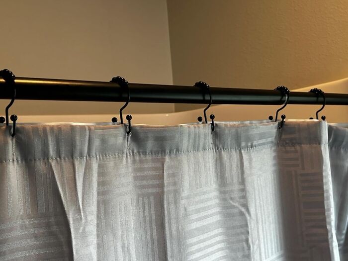 Elevate Your Shower Game With The Shower Curtain Hooks, A Clever And Practical Solution That Lets You Hang Two Curtains At Once, With Smooth Roller Balls That Glide Effortlessly Along The Rod