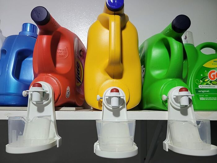 Stay Tidy And Convenient With The Laundry Detergent Cup Holder, A Clever And Practical Attachment That Hangs From The Nozzle Of Large Detergent Canisters