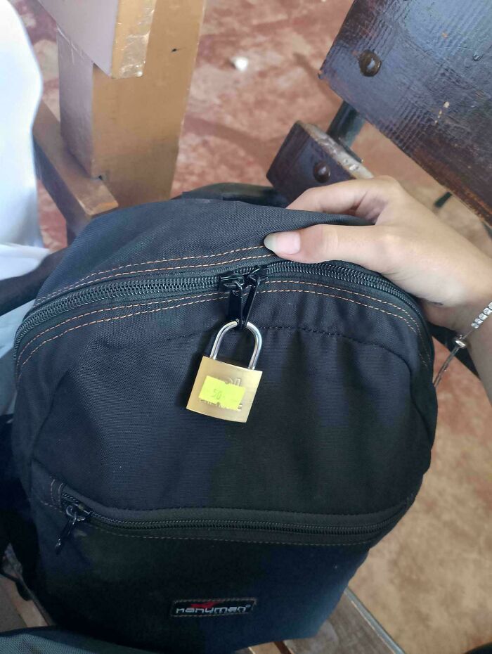 Someone Had Attached A Padlock On My Bag Resulting In Me Having To Wrench Out Of It Mid-Class