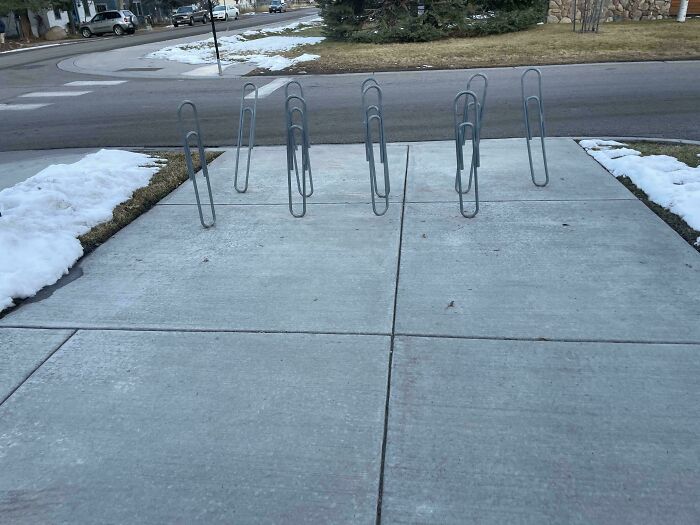 My Local Library Has Places To Lock Your Bike Onto That Look Like Paper Clips