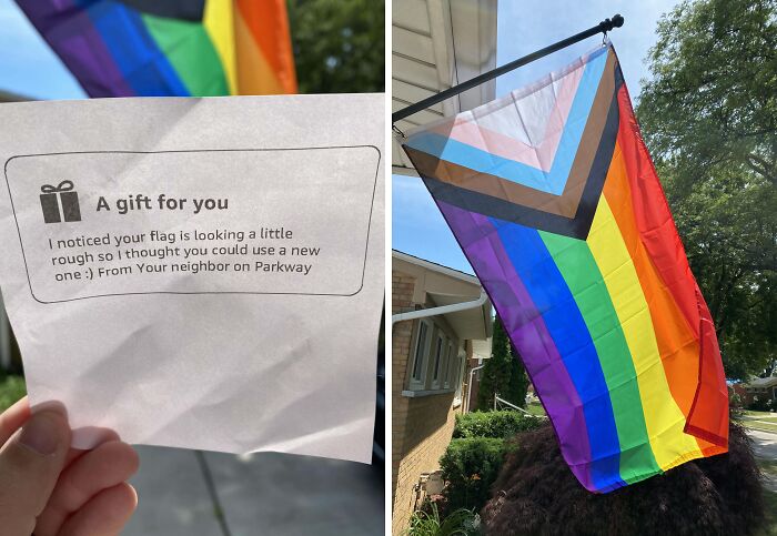 An Unknown Neighbor Had A New Pride Flag Delivered To My House 