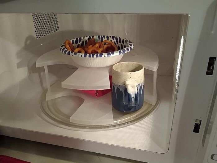 Double Your Microwave's Multitasking Mojo With The 2-Tier Microwave Plate Stacker