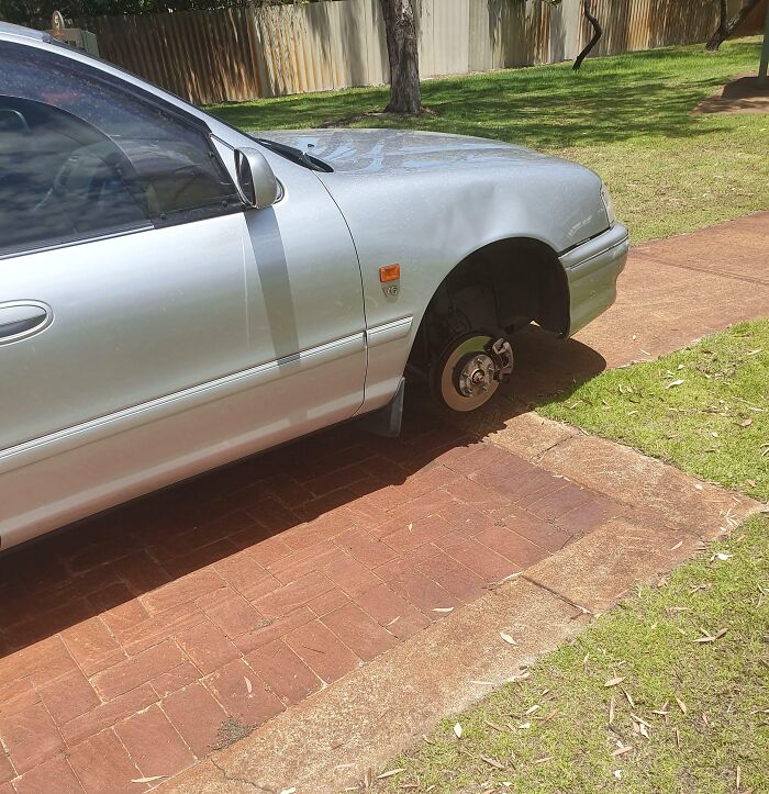 Came Out To This Today. Some Jerk Stole My Tyre Overnight