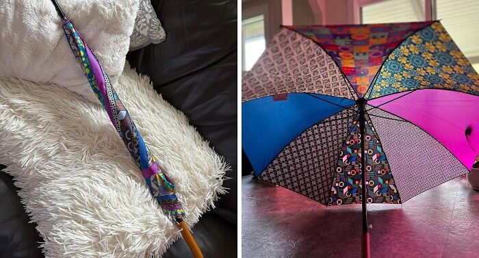 Eather The Storm In Style With A One-Of-A-Kind, Eco-Friendly Funky Umbrella Made From Offcut Materials