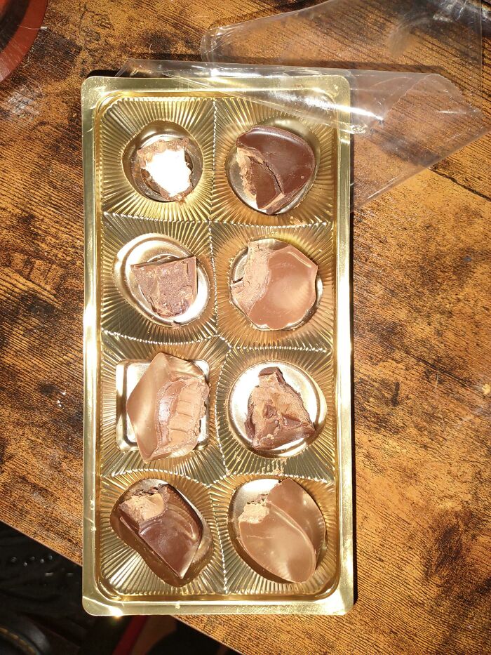 My Boyfriend Took A Bite Of All The Chocolates To Find The Caramel One, There Wasn't Any