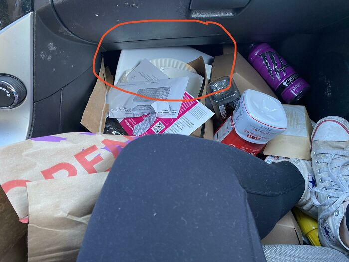 This Is My Boyfriends Car. I’ve Circled The Empty Trash Can For Fun