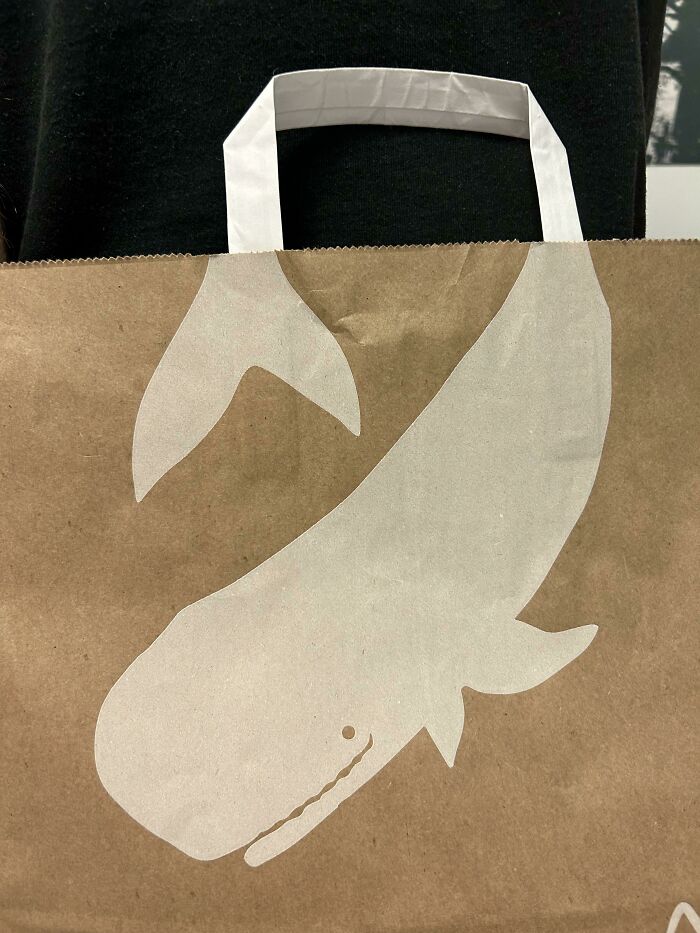 Finally I Got Something Worthy Of Showing To You Guys, The Way This Paper Bag Whale Fits With The Handles