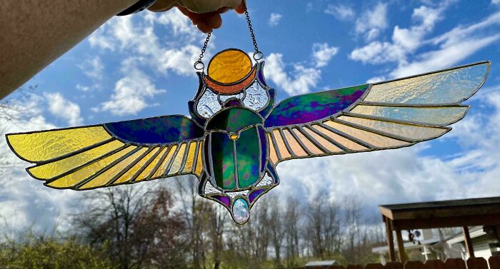 I Made A Stained Glass Winged Scarab