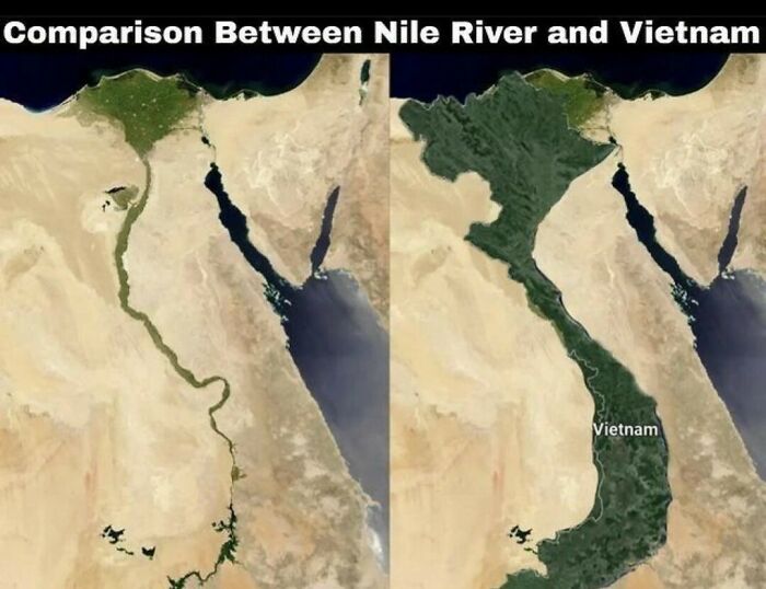 Fun Fact: The Nile River Valley And Vietnam Have A Very Similar Shape