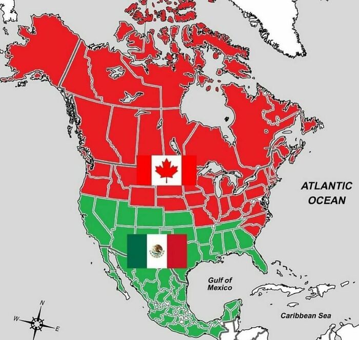 What If Canada And Mexico Split The United States Between Them?