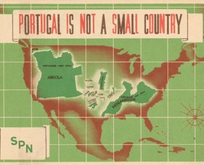 Propaganda Poster, “Portugal Is Not A Small Country,” Showing The Size Of Portugal And The Portuguese Colonial Possessions Compared To The U.S. (1951)