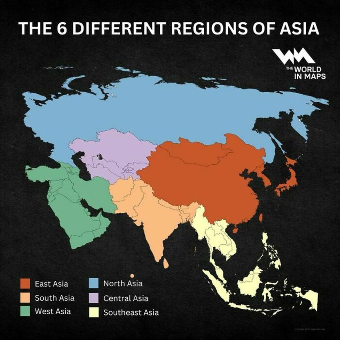 Asia Is Divided Into Six Regions