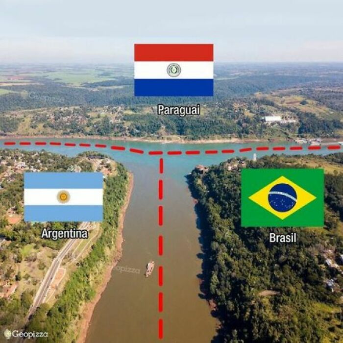 The Triple Frontier: The Tri-Border Region Where The Borders Of 3 Countries Meet: Argentina, Paraguay And Brazil