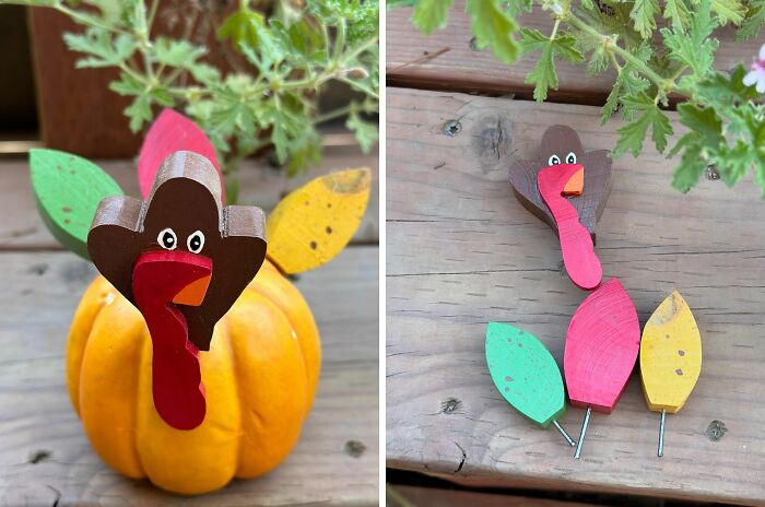 Do You Need A Cute Pumpkin Decoration For Fall? 🦃 We Have You Covered With Our Little Wooden Turkeys!