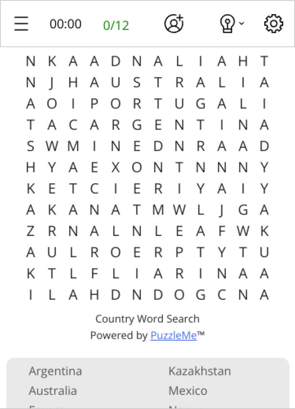 Country Word Search