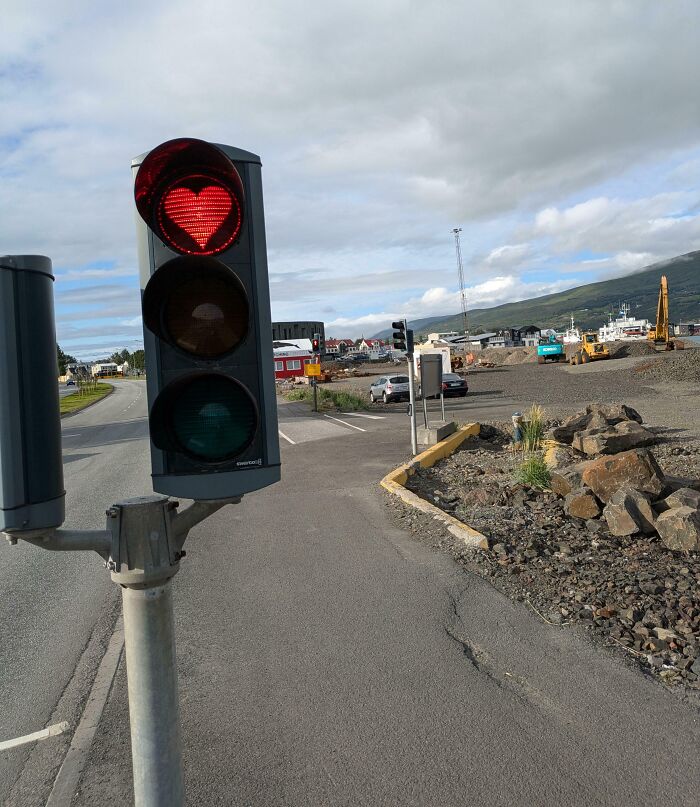 This Town Has Heart Shaped Red Traffic Lights