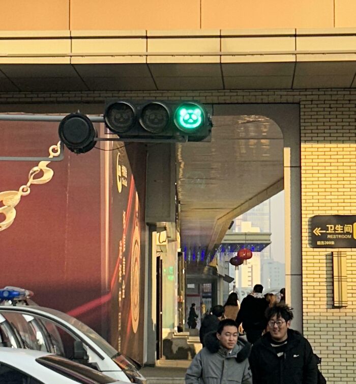 The Traffic Lights In China Are Shaped Like Pandas