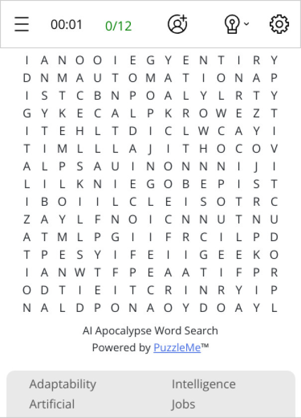 AI Apocalypse Word Search