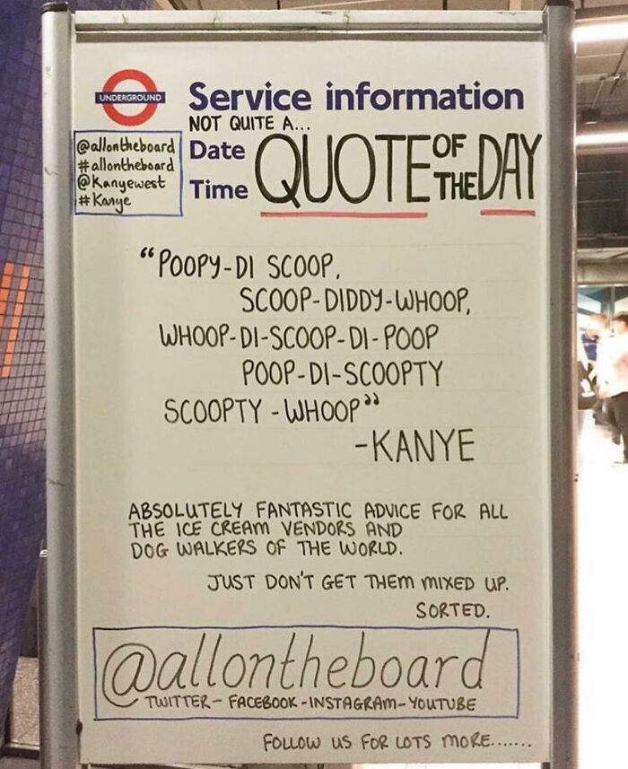 This “Quote Of The Day” Whiteboard From The London Undergound