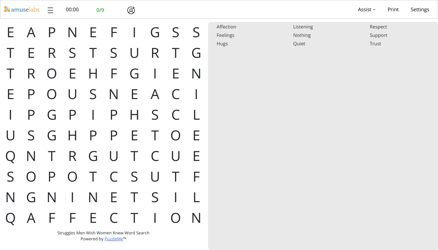 Struggles Men Wish Women Knew Word Search