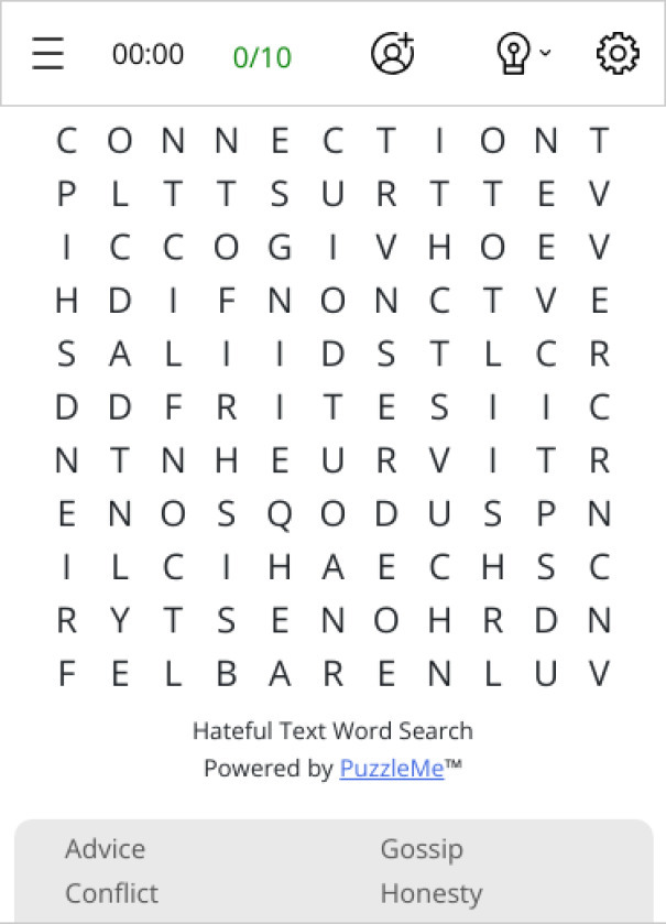 Hateful Text Word Search