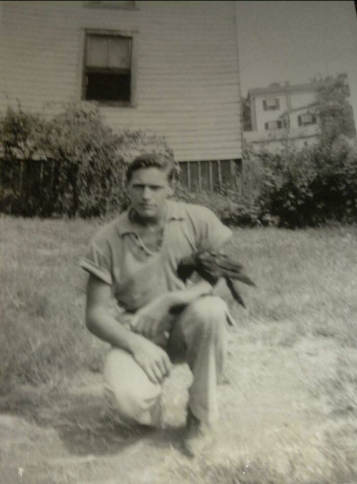 My Grandfather Felix, Age 16 With His Pet Crow In Charlottesville, Virginia 1937. That Year He Would Lie About His Age To Join The Service And Later Be Part Of The Allied Invasion At Normandy, France On June 6th, 1944