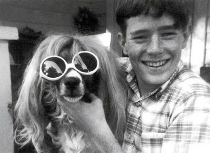 A 14 Year Old Bryan Cranston With His Dog, 1970