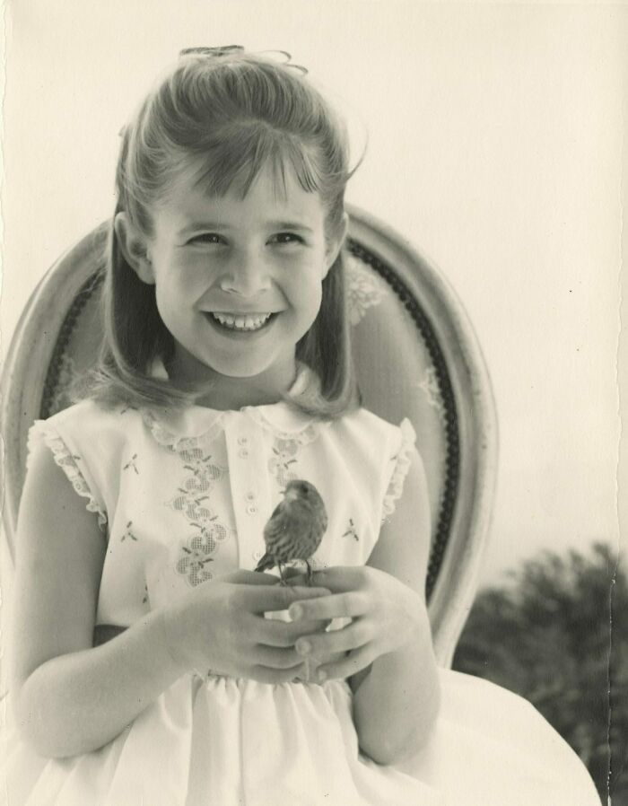 Young Carrie Fisher With Her Pet Bird Benny Karl, Circa 1964