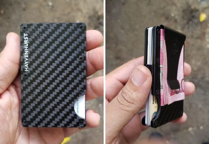 Stay Secure And Stylish With This Carbon Fiber Rfid Blocking Wallet That Holds 12 Cards And Has A Money Clip