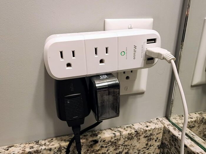 Stay Plugged In And Organized With This Outlet Extender With USB Ports And Keep All Your Devices Charged Without The Cable Chaos