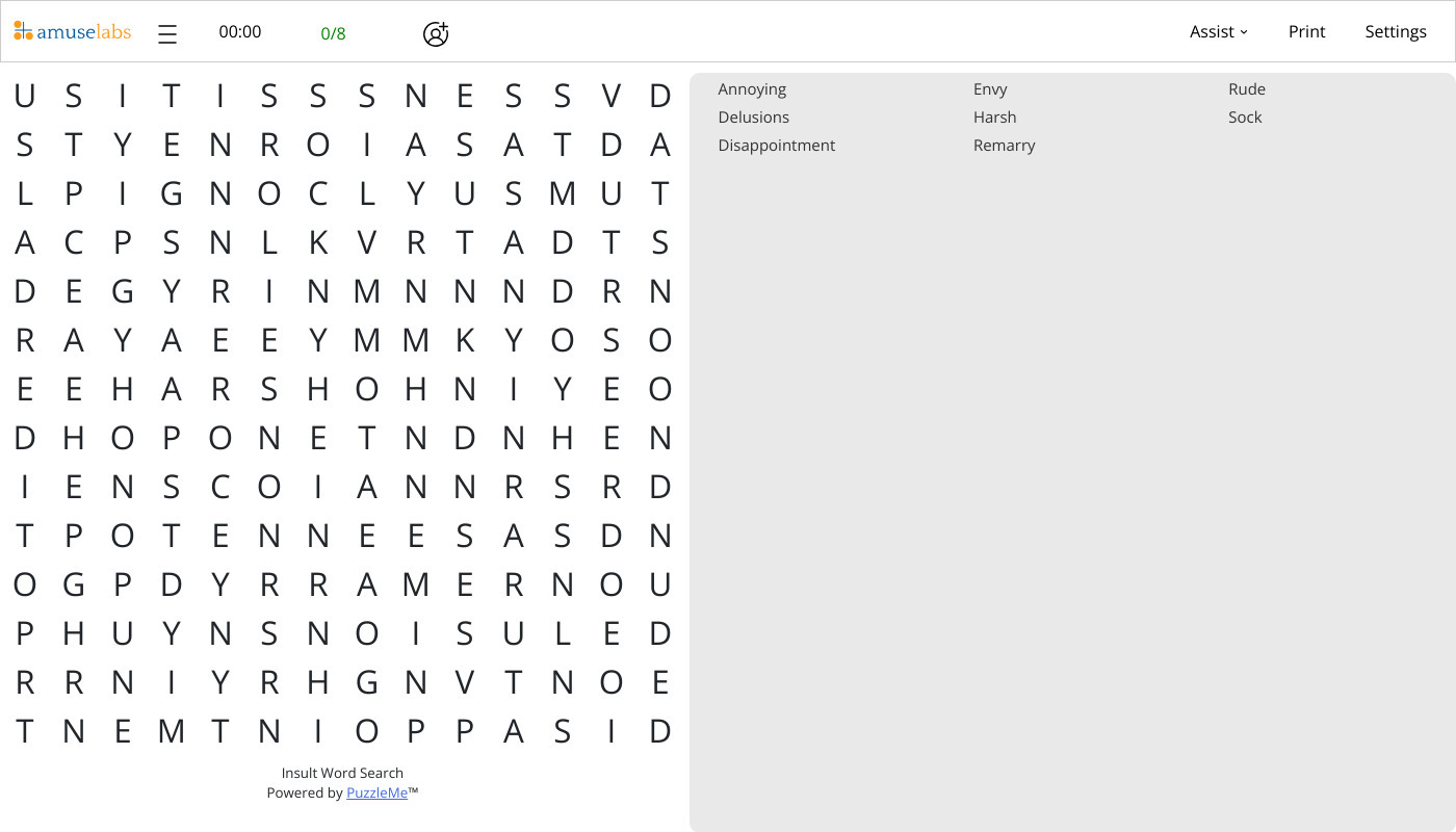 Insult Word Search