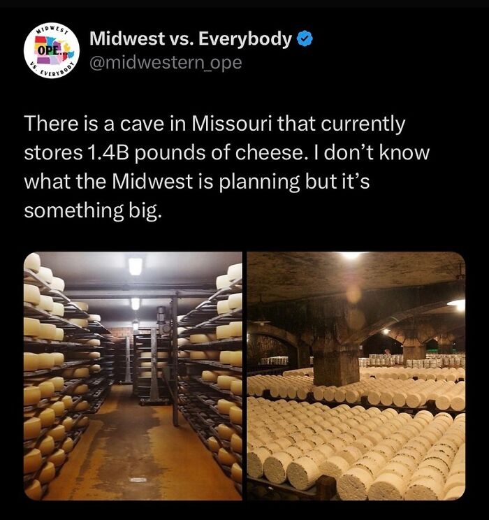 Midwest cheese cave in Missouri storing 1.4B pounds, showcasing unique regional culture.