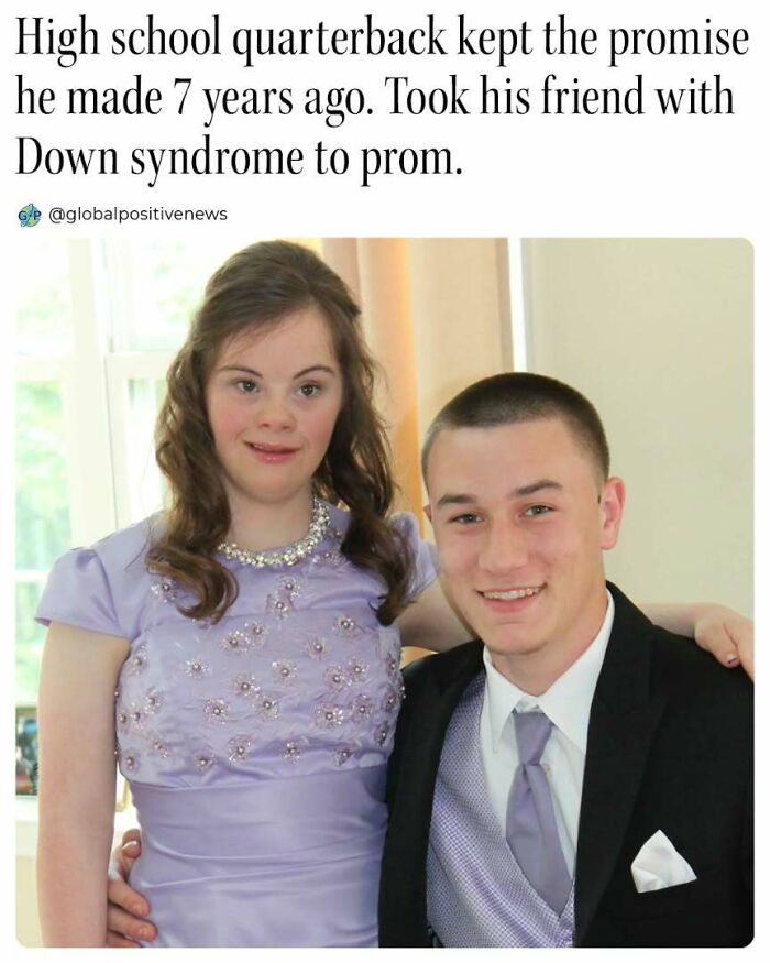 High school quarterback takes friend with Down syndrome to prom, fulfilling a heartfelt promise. Uplifting stories of kindness.