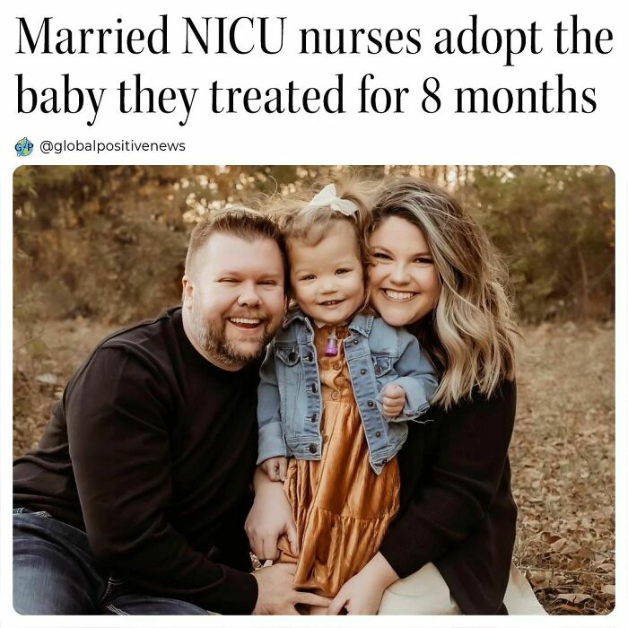 A joyful couple cuddles their adopted child in a heartwarming family photo, showcasing uplifting stories.