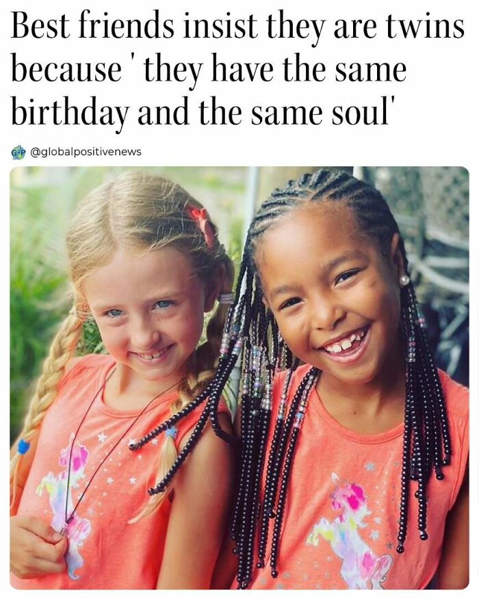 Two best friends smiling, wearing matching pink unicorn shirts, celebrating their birthday together.